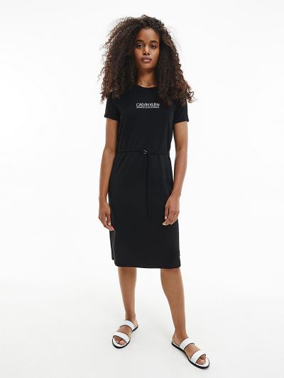 Calvin Klein Ruhák HU942310 | Calvin Klein Recycled Logo Női Pólóruha Fekete